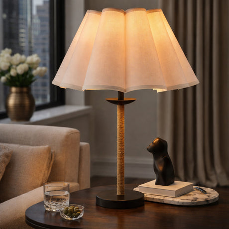   Modern European furniture - Pleated Cream Linen Table Lamp - www.oroa.com | Oroa.com