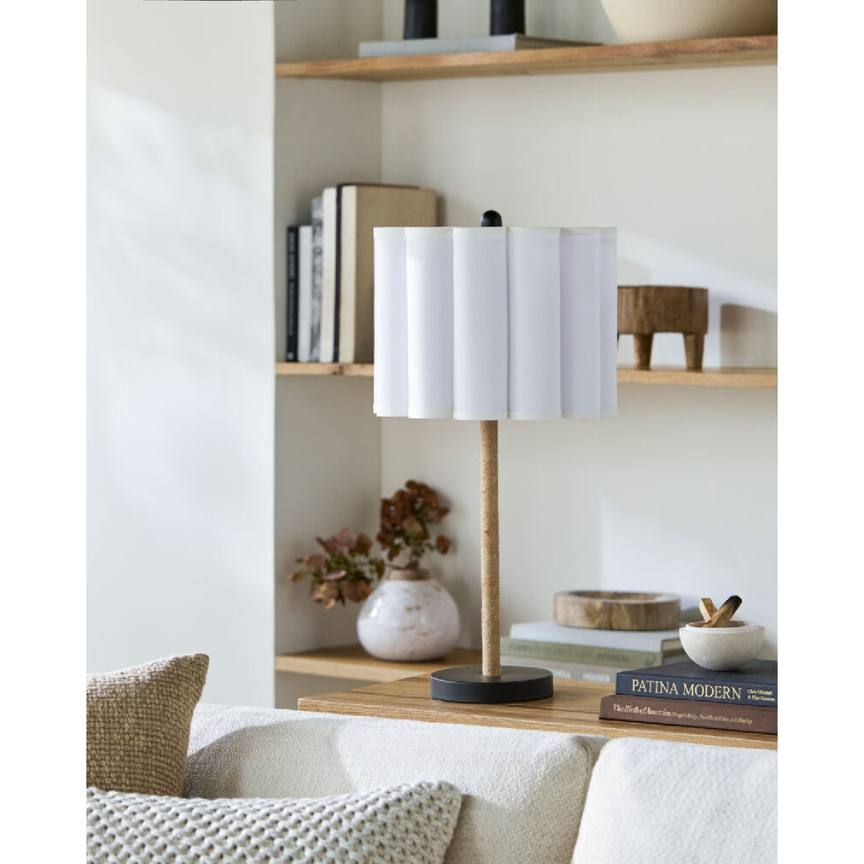   Modern European furniture - Cream Linen Pleated Table Lamp - www.oroa.com | Oroa.com