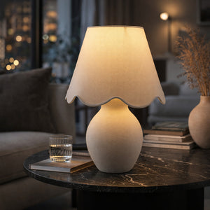   Modern European furniture - Scalloped White Cotton Table Lamp - www.oroa.com | Oroa.com