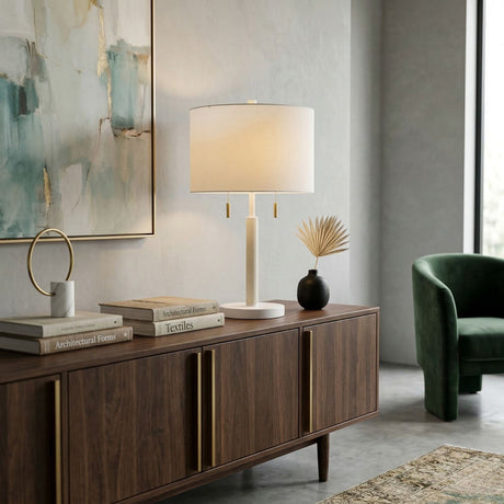   Drum Linen Shade Table Lamp | Oroa.com