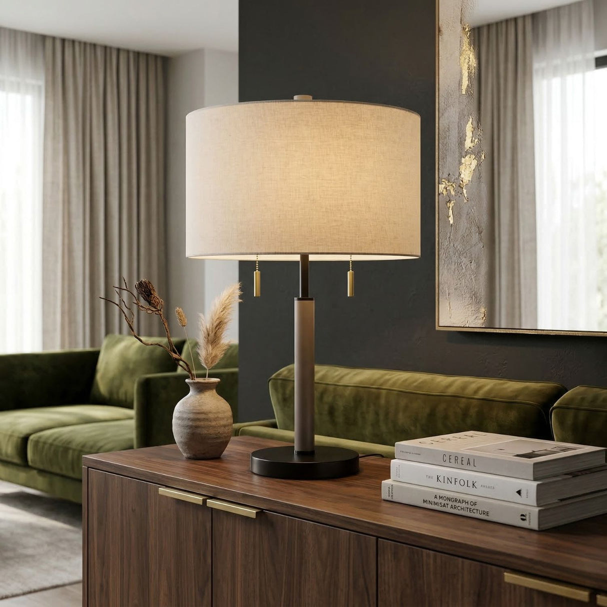   Drum Linen Shade Table Lamp | Oroa.com