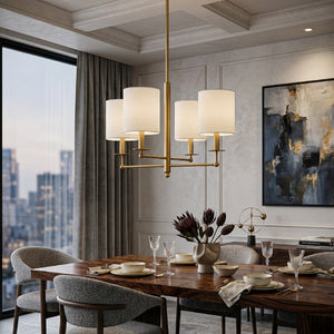   White Linen Shades Chandelier | Oroa.com