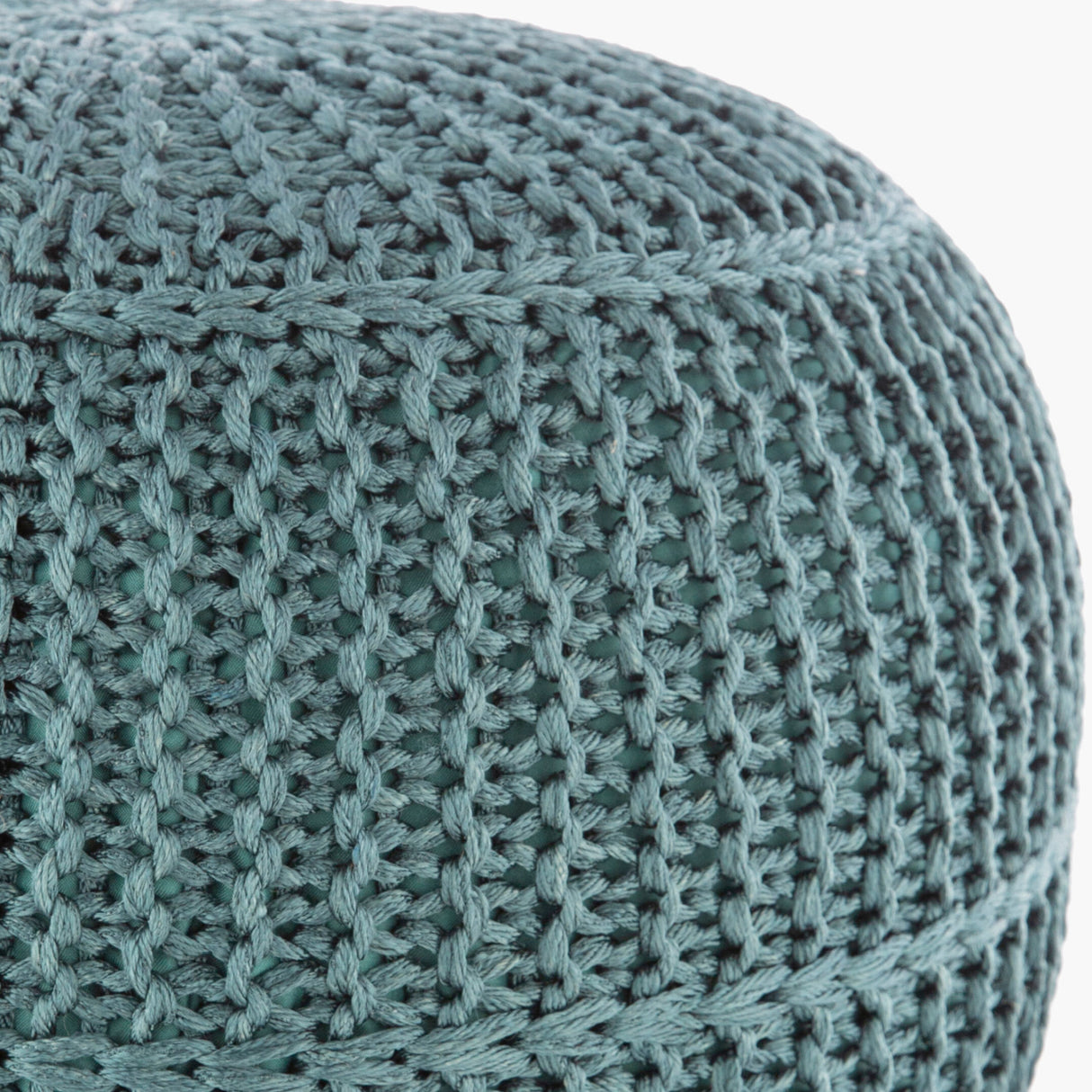   Blue Knitted Round Outdoor Pouf | Oroa.com