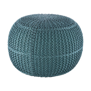   Blue Knitted Round Outdoor Pouf | Oroa.com