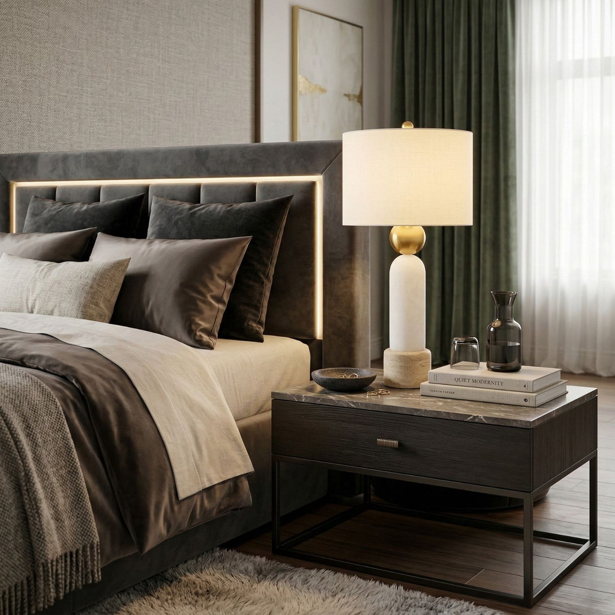   White Stone Modern Table Lamp | Oroa.com