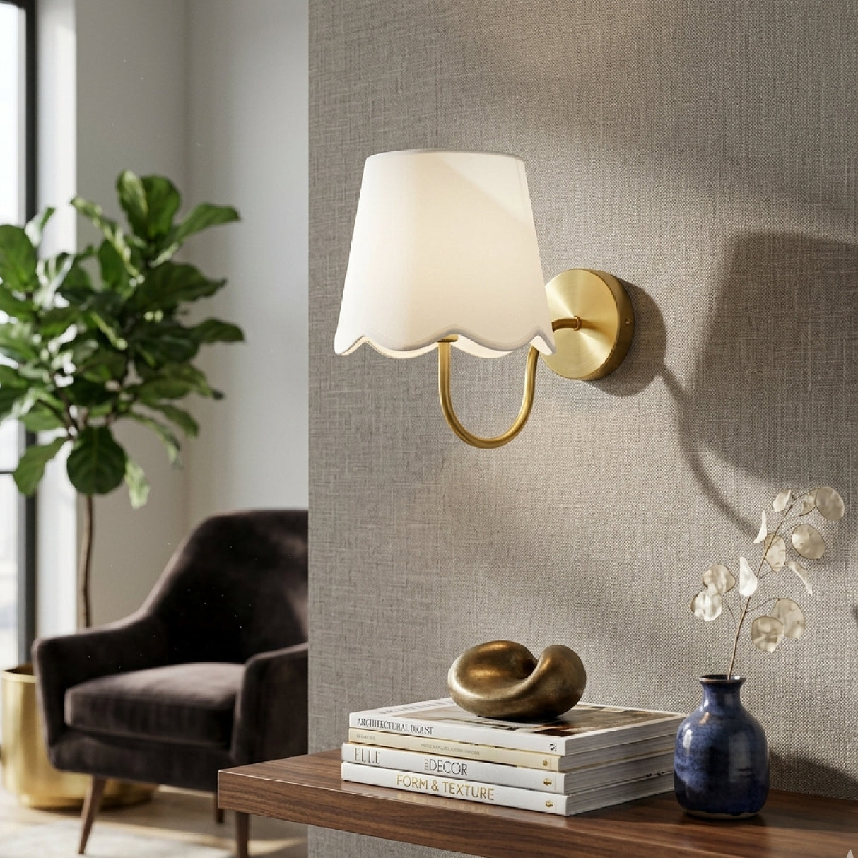   Scalloped Linen Wall Lamp | Oroa.com