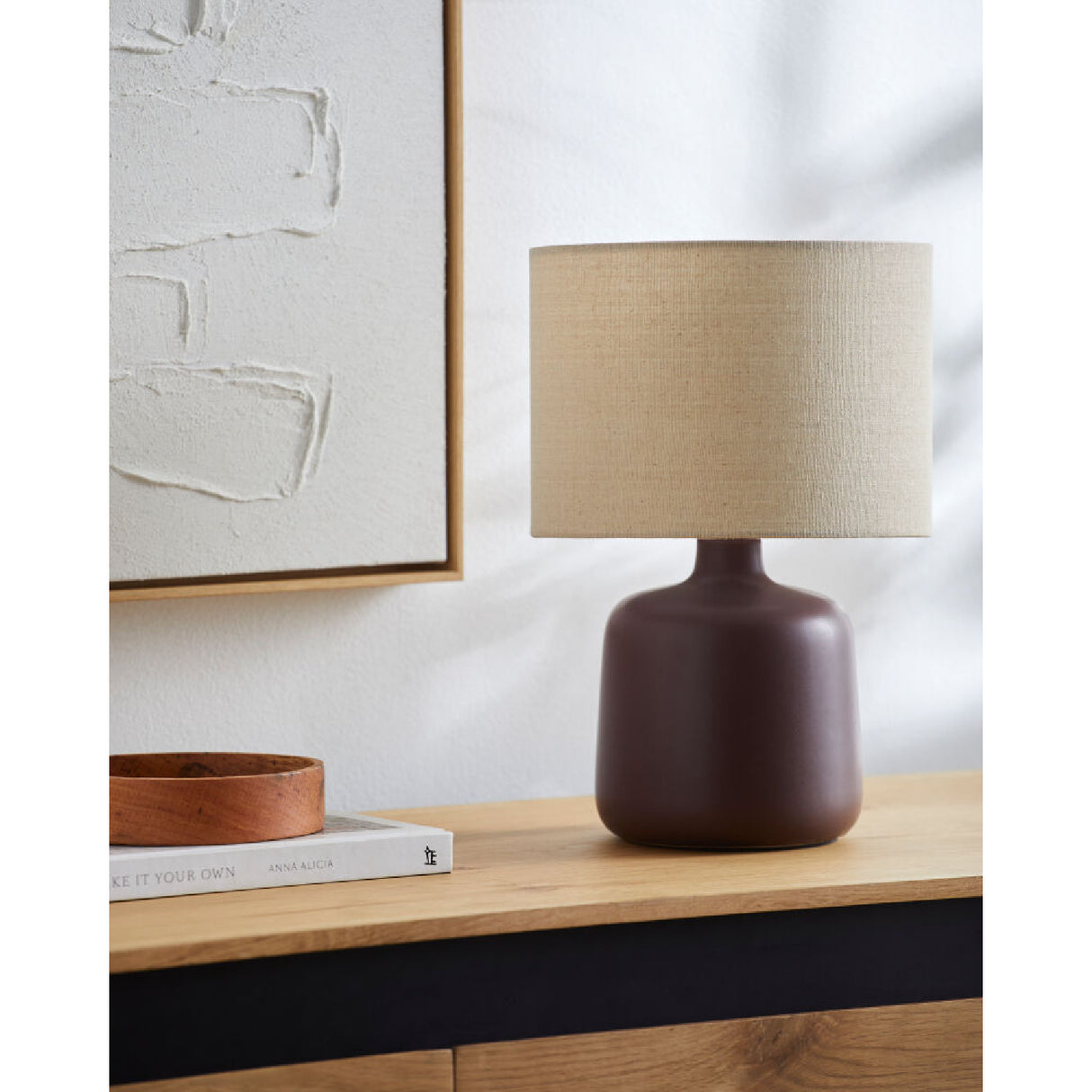   Beige Linen Ceramic Table Lamp S | Oroa.com