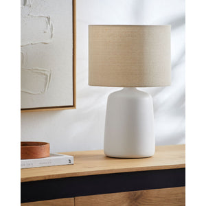   Beige Linen Ceramic Table Lamp L | Oroa.com