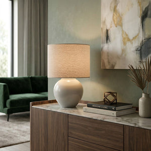  Rounded Ceramic Linen Table Lamp | Oroa.com