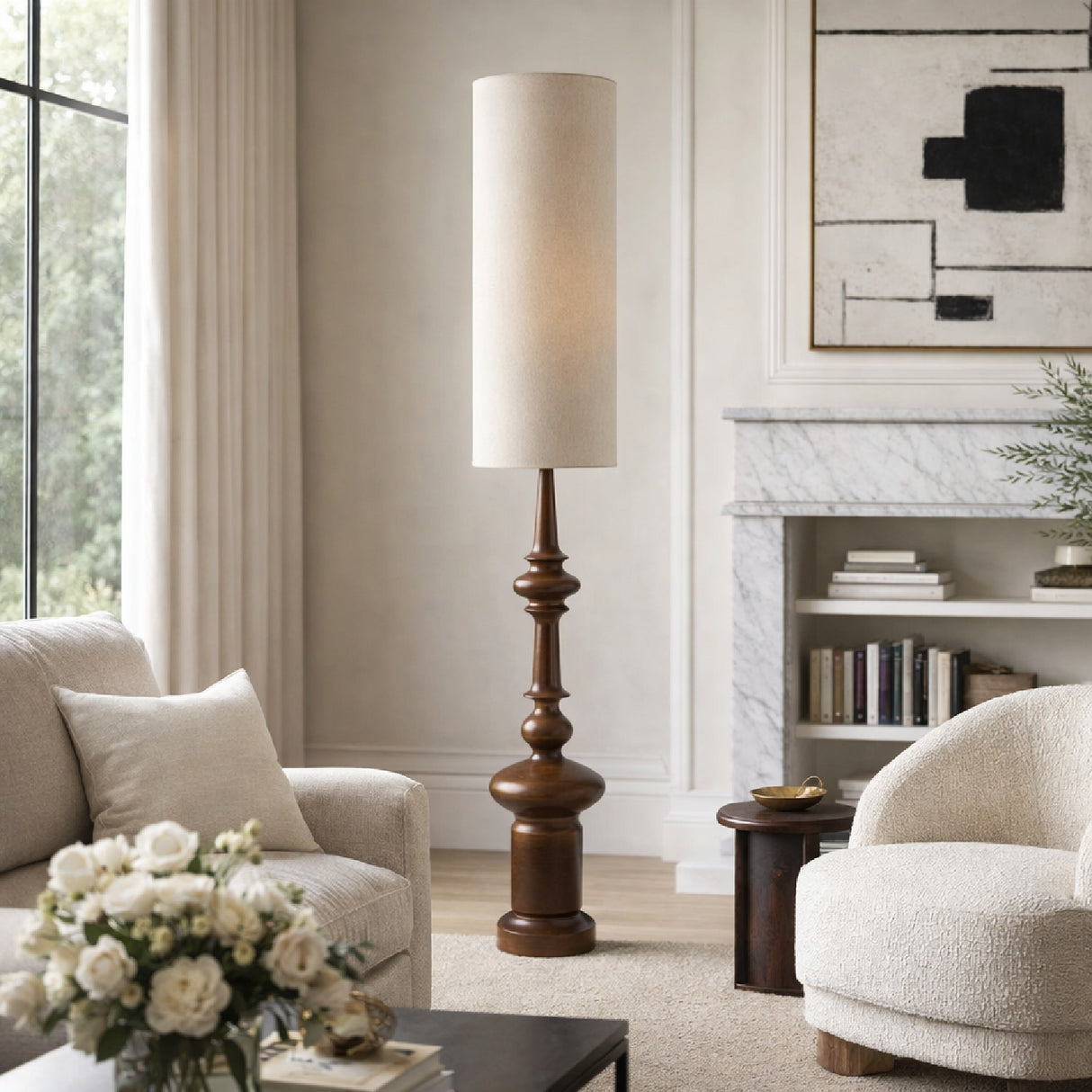   Cylindrical Linen Shade Floor Lamp | Oroa.com