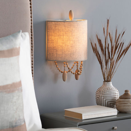   Modern European furniture - Beige Linen Beaded Wall Lamp - www.oroa.com | Oroa.com