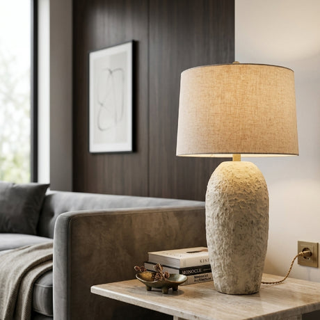   Modern European furniture - White Textured Ceramic Table Lamp - www.oroa.com | Oroa.com