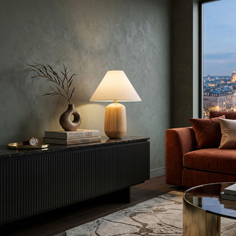   Beige Wood Veneer Table Lamp | Oroa.com