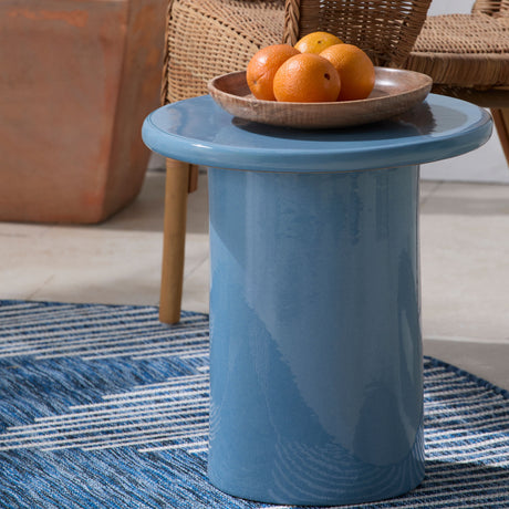   Blue Ceramic Outdoor Stool | Oroa.com