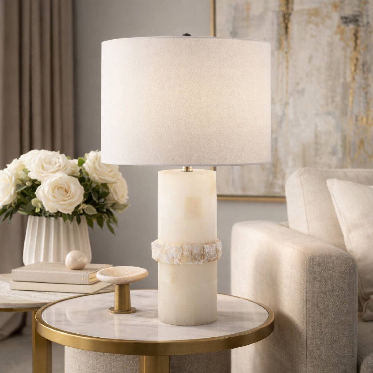   Cream Stone Accent Table Lamp | Oroa.com