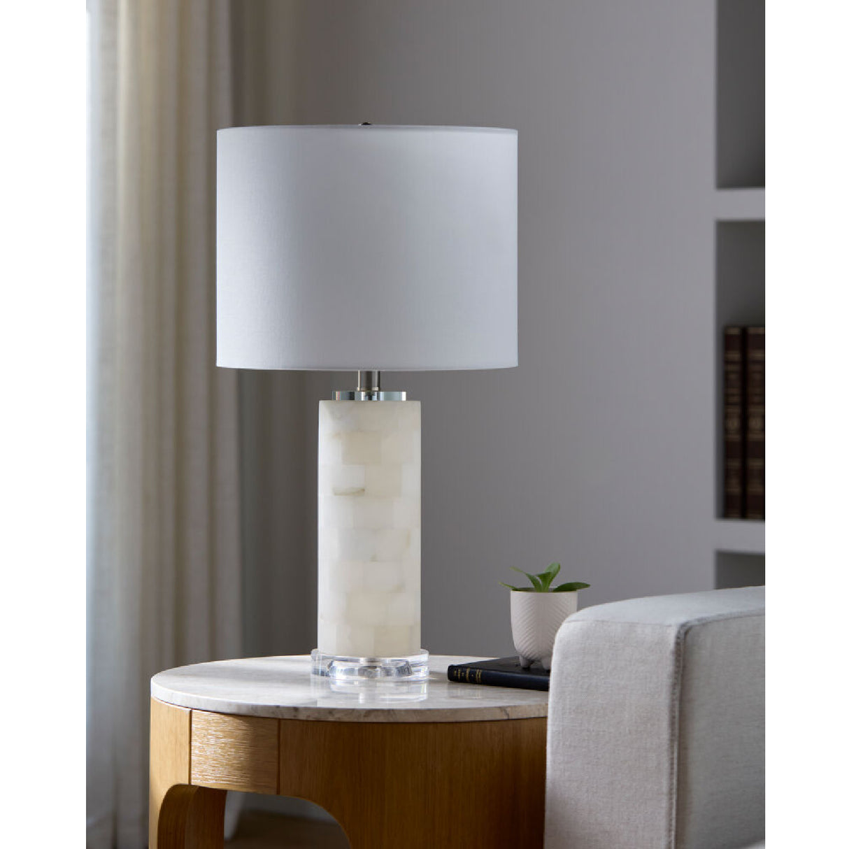   Burnished Cream Stone Table Lamp | Oroa.com