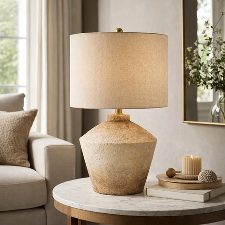   Modern European furniture - Ceramic Cream Linen Table Lamp - www.oroa.com | Oroa.com