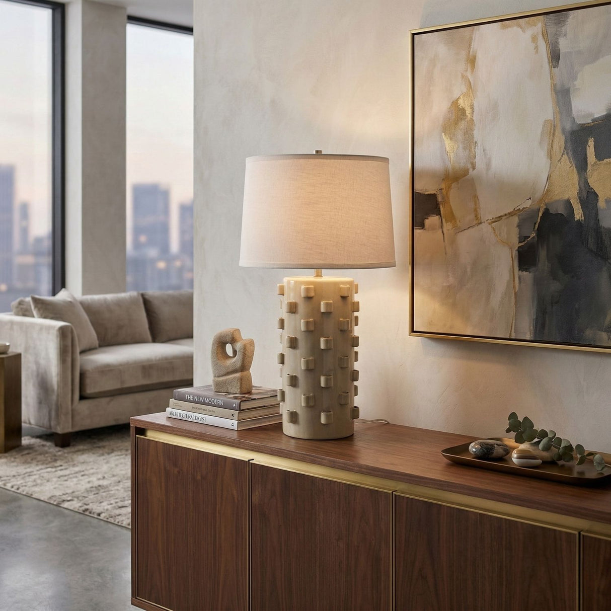   Cream Ceramic Embellished Table Lamp | Oroa.com