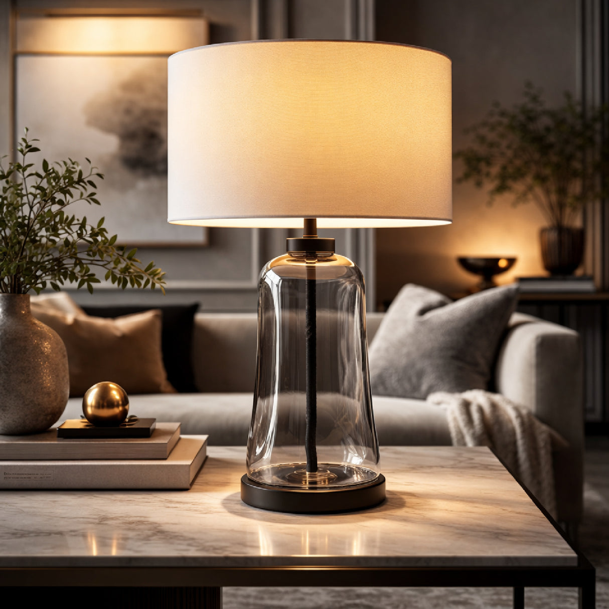   Clear Glass Cotton Table Lamp | Oroa.com