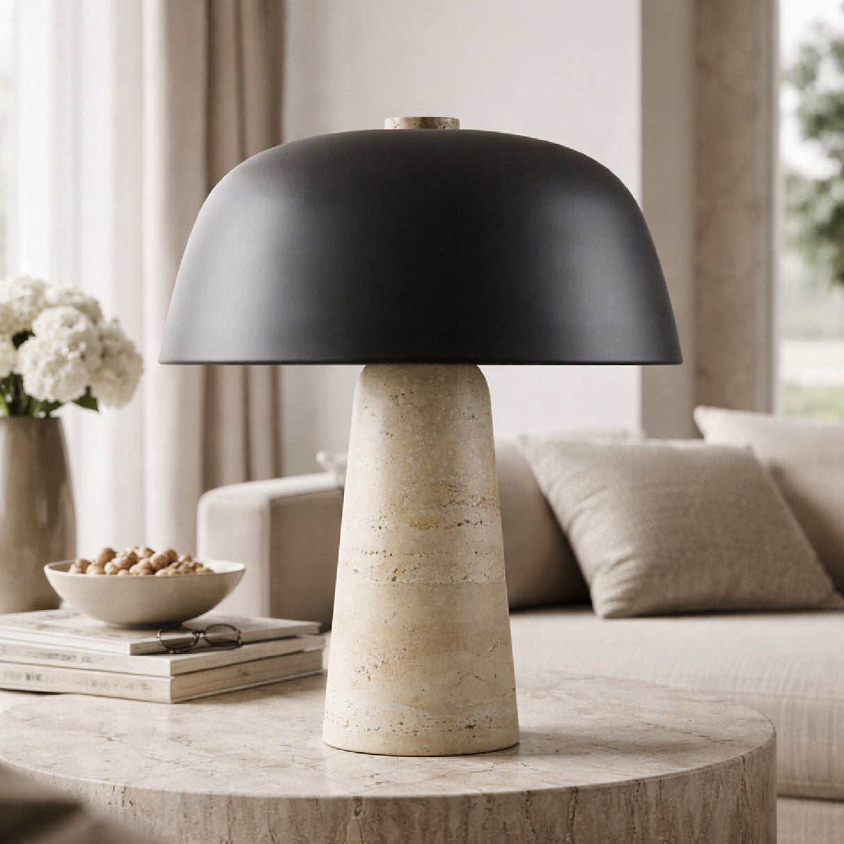   Metal Shade Travertine Table Lamp L | Oroa.com