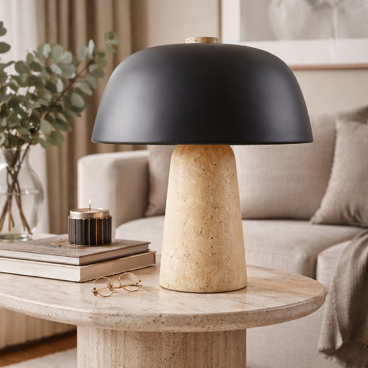   Metal Shade Travertine Table Lamp S | Oroa.com