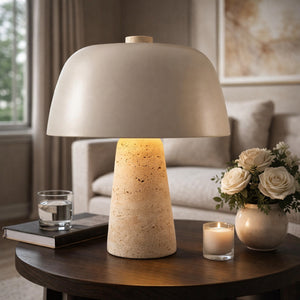   Metal Shade Travertine Table Lamp S | Oroa.com