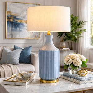   Fluted Glazed Ceramic Table Lamp | Oroa.com