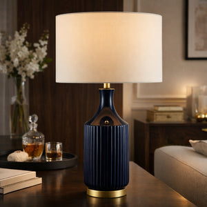   Fluted Glazed Ceramic Table Lamp | Oroa.com