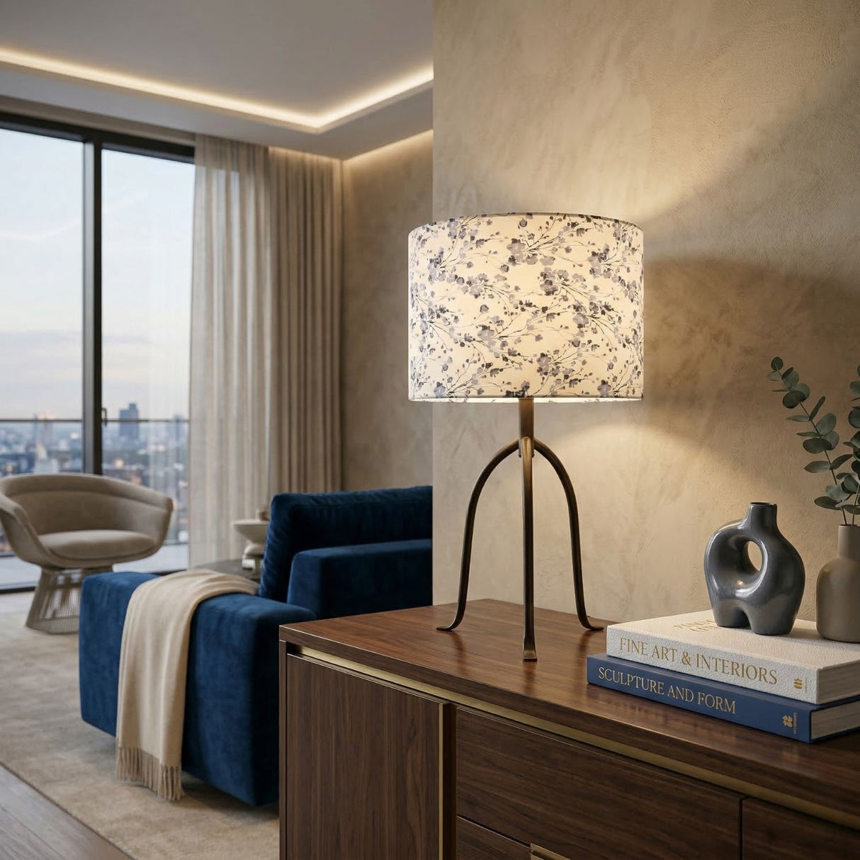   Floral Print Linen Table Lamp S | Oroa.com