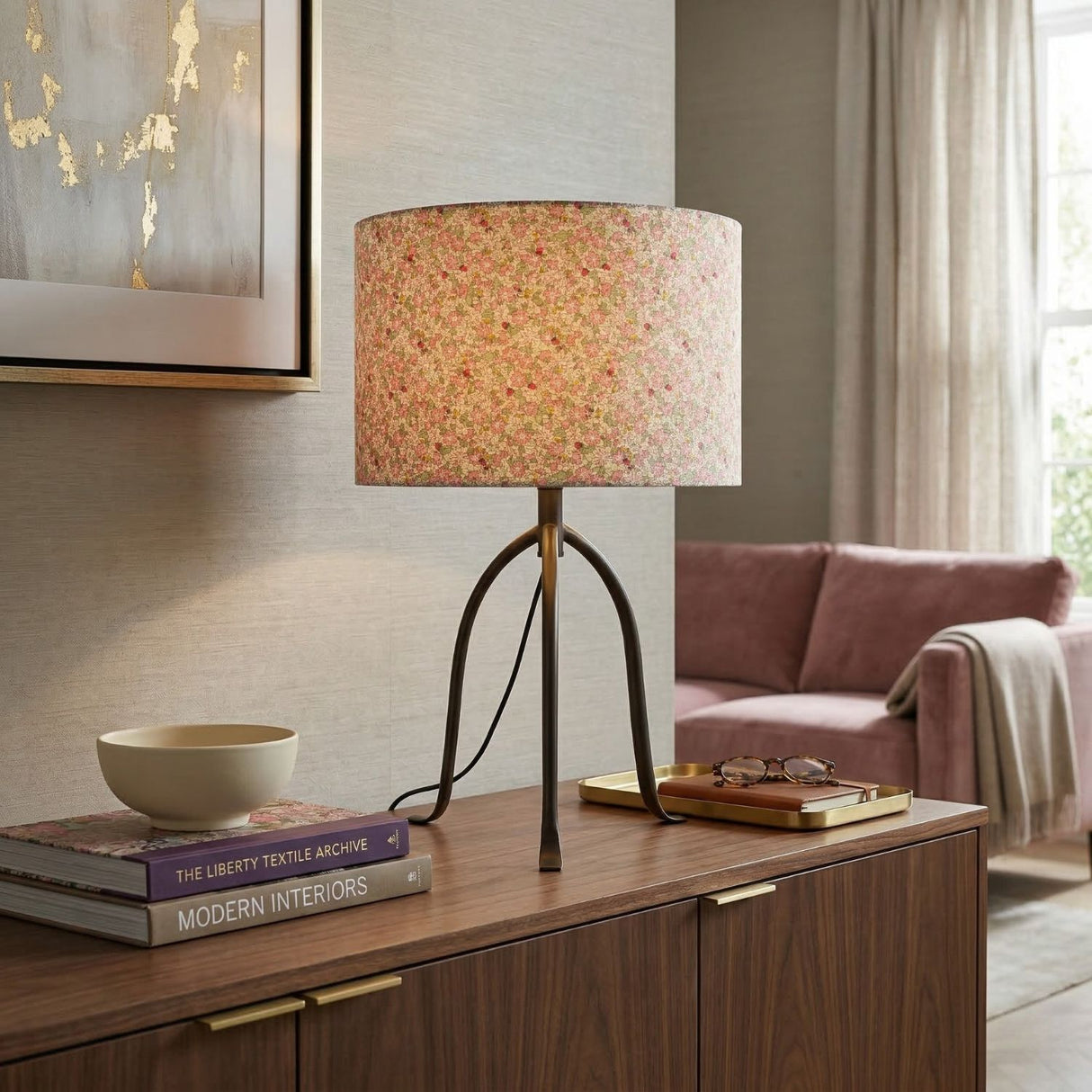   Floral Print Linen Table Lamp S | Oroa.com