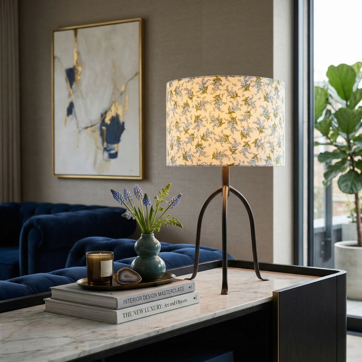  Floral Print Linen Table Lamp S | Oroa.com