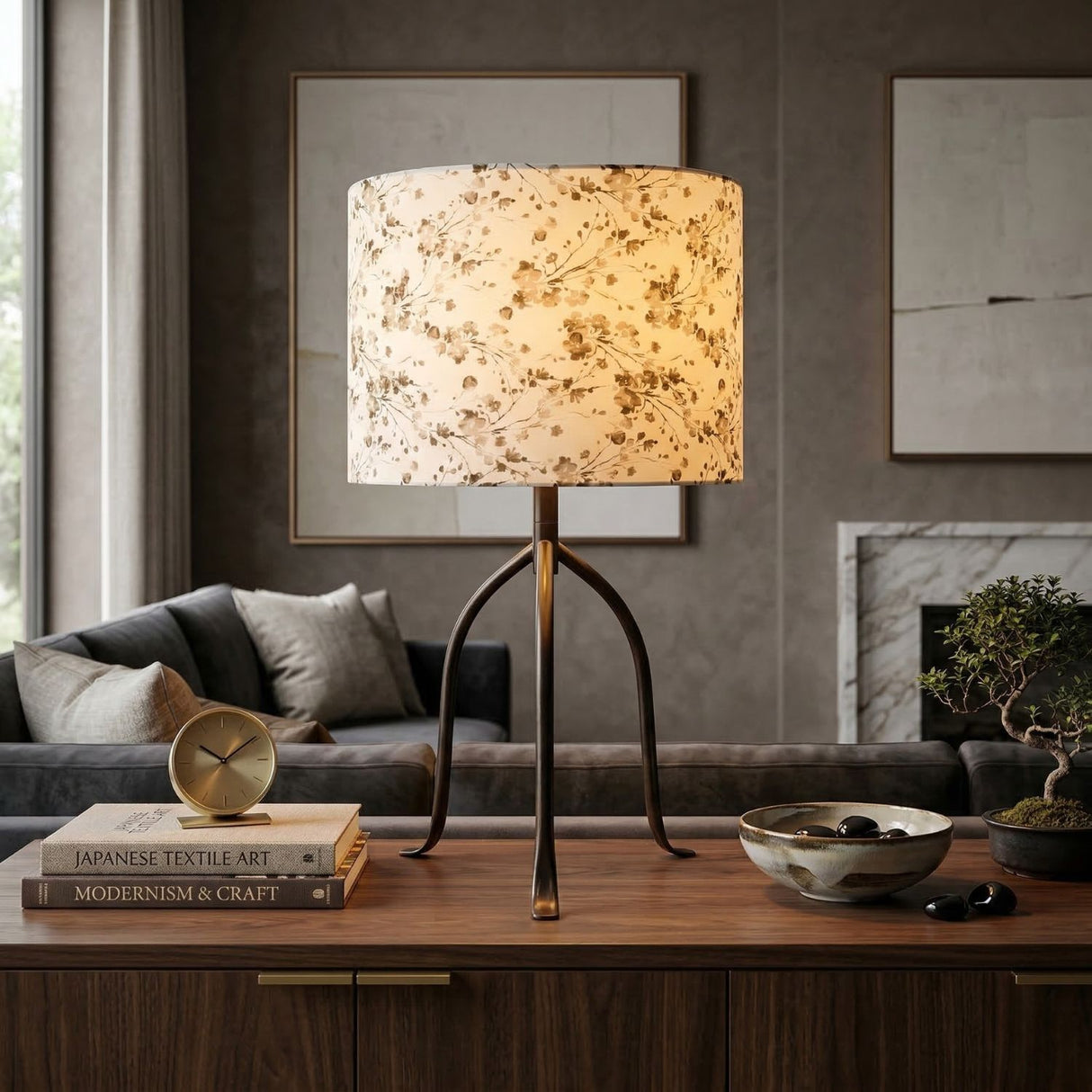   Floral Print Linen Table Lamp S | Oroa.com