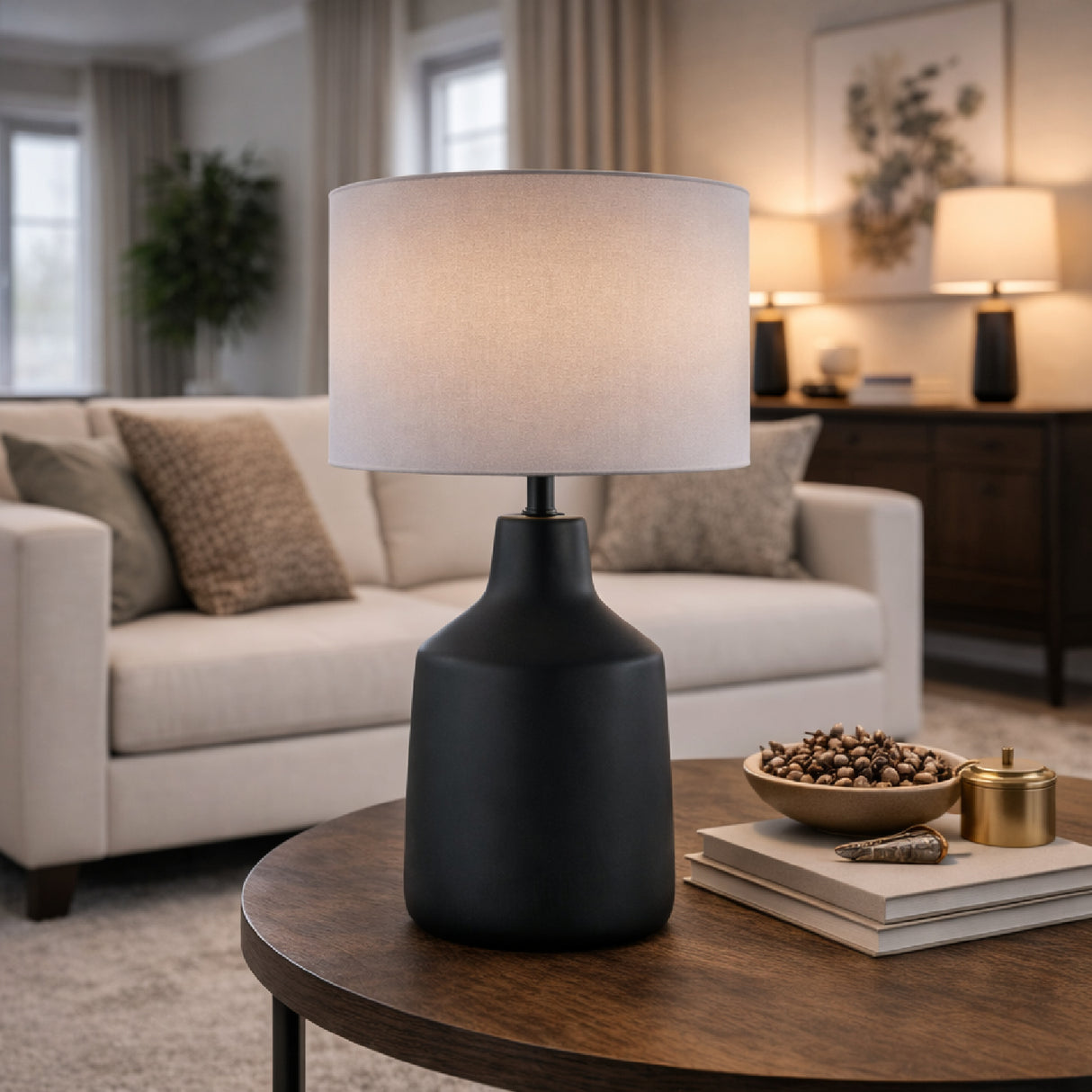   Concrete Base Linen Table Lamp | Oroa.com