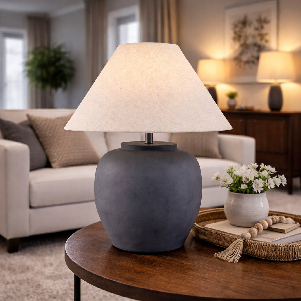   Painted Cement Linen Table Lamp | Oroa.com