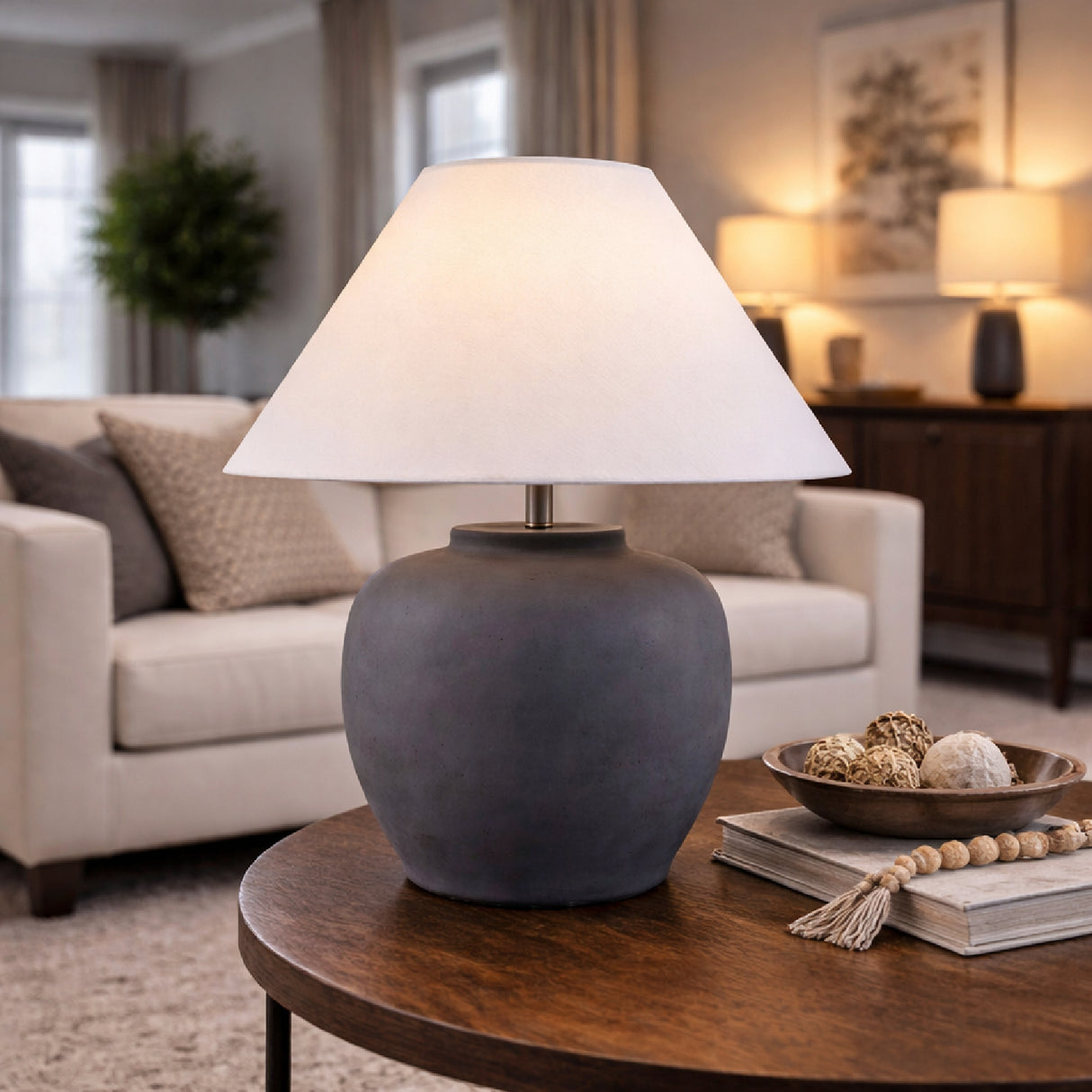   Painted Cement Linen Table Lamp | Oroa.com