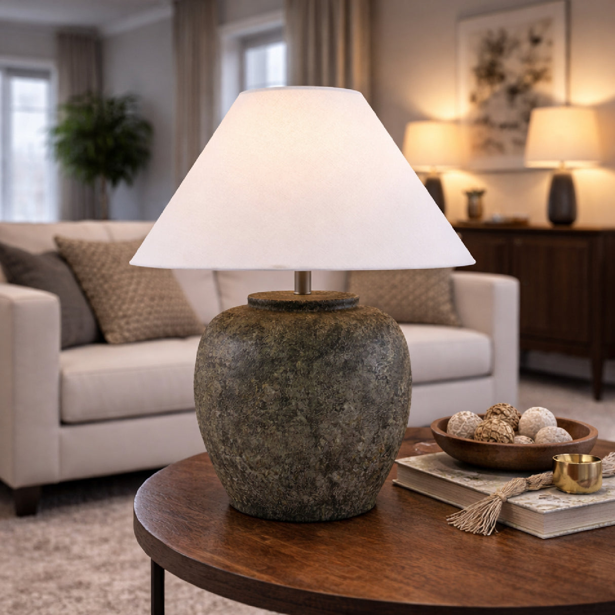   Painted Cement Linen Table Lamp | Oroa.com