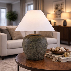   Painted Cement Linen Table Lamp | Oroa.com