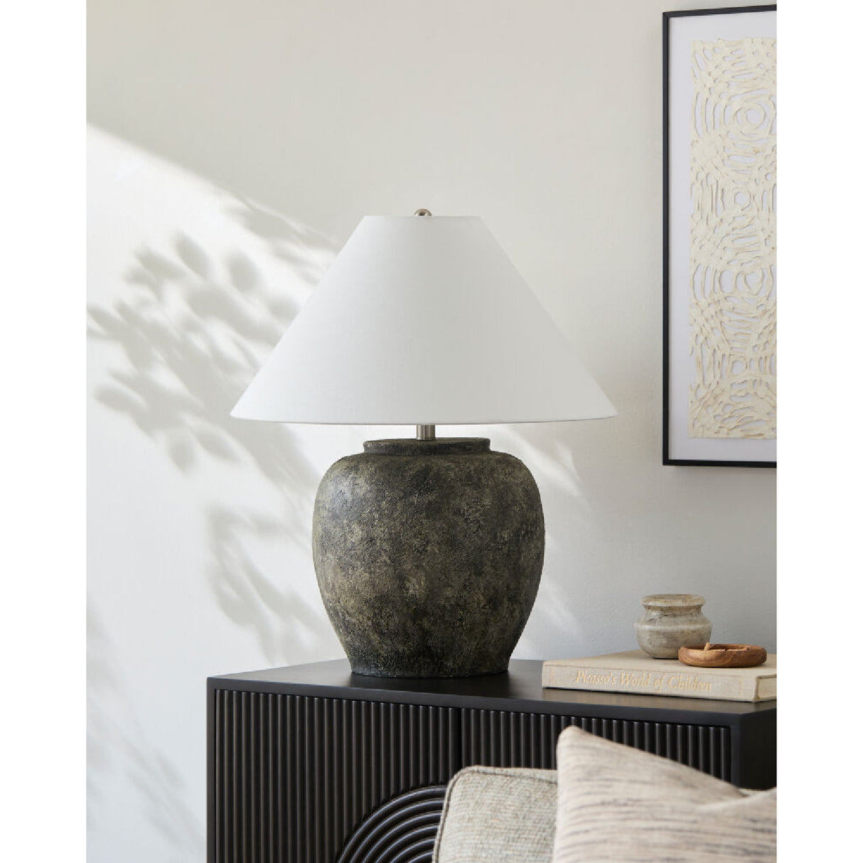   Painted Cement Linen Table Lamp | Oroa.com