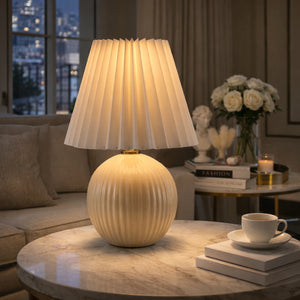   Pleated Linen Ceramic Table Lamp | Oroa.com