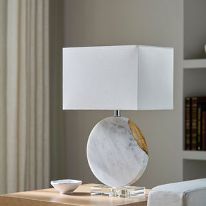   Round White Marble Table Lamp | Oroa.com