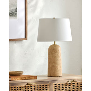   Modern European furniture - Drum Shade Travertine Table Lamp - www.oroa.com | Oroa.com