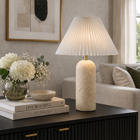   Modern European furniture - Empire Shade Travertine Table Lamp - www.oroa.com | Oroa.com