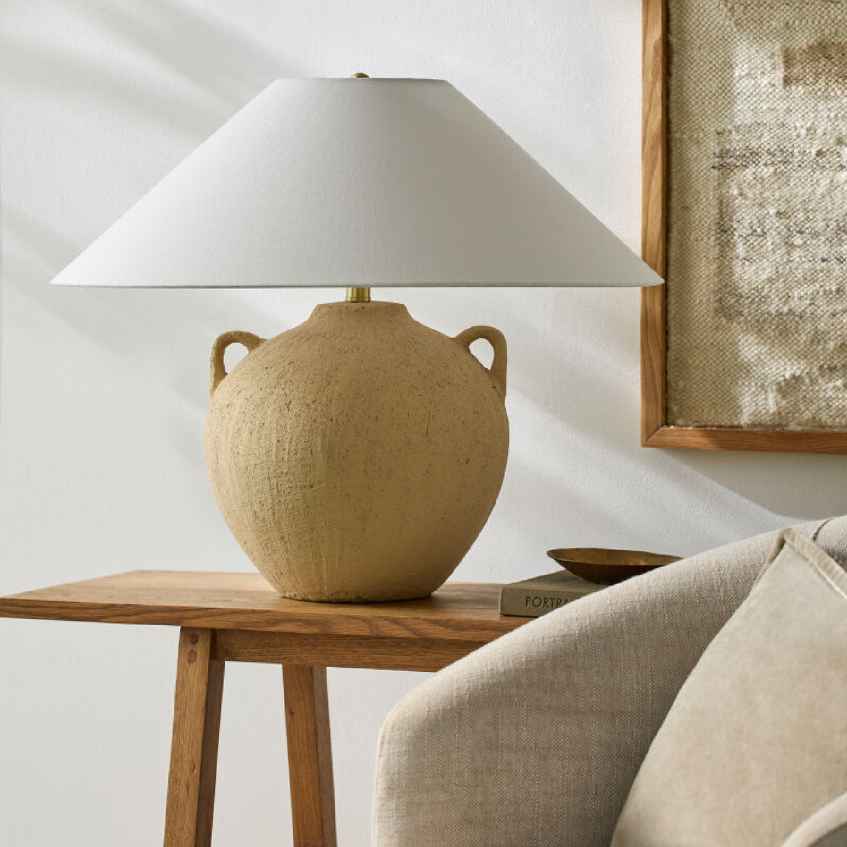   Brown Ceramic Linen Table Lamp | Oroa.com