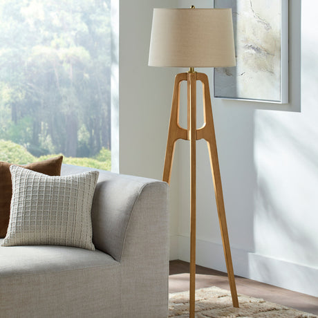   Brown Rubberwood Floor Lamp | Oroa.com