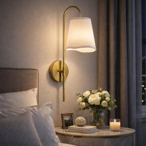   Wavy White Linen Wall Lamp | Oroa.com