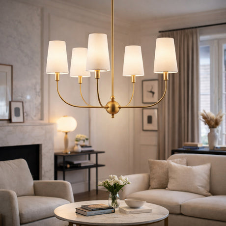   6-Light White Linen Chandelier | Oroa.com