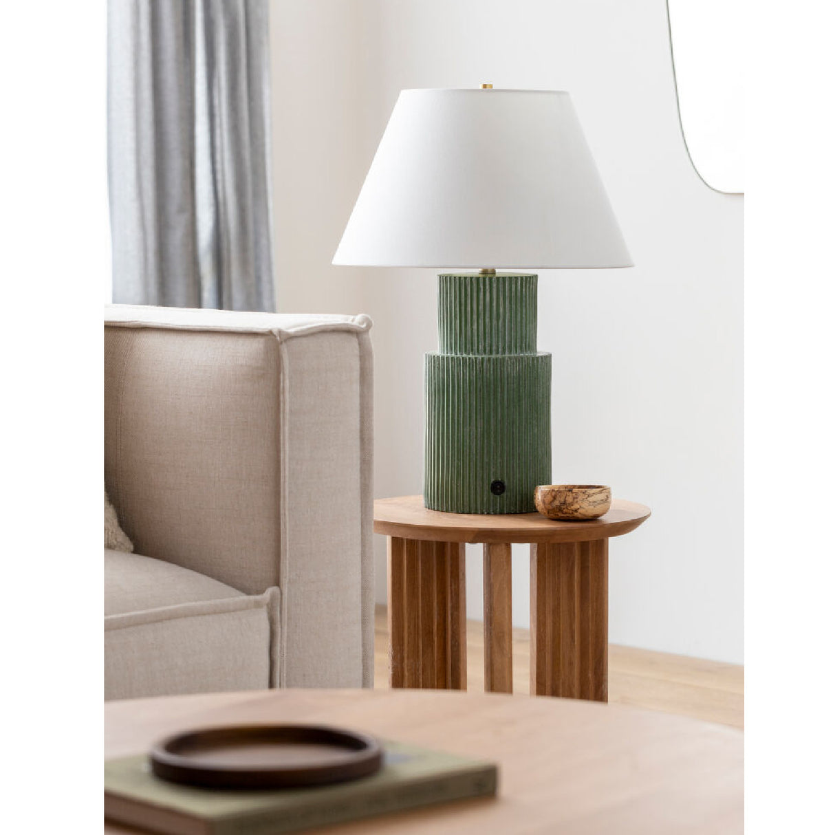   Ridged Green Accent Table Lamp | Oroa.com