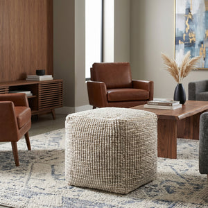   Gray Woven Cube Outdoor Pouf | Oroa.com
