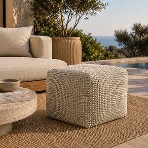   Modern European furniture - Gray Woven Cube Outdoor Pouf - www.oroa.com | Oroa.com