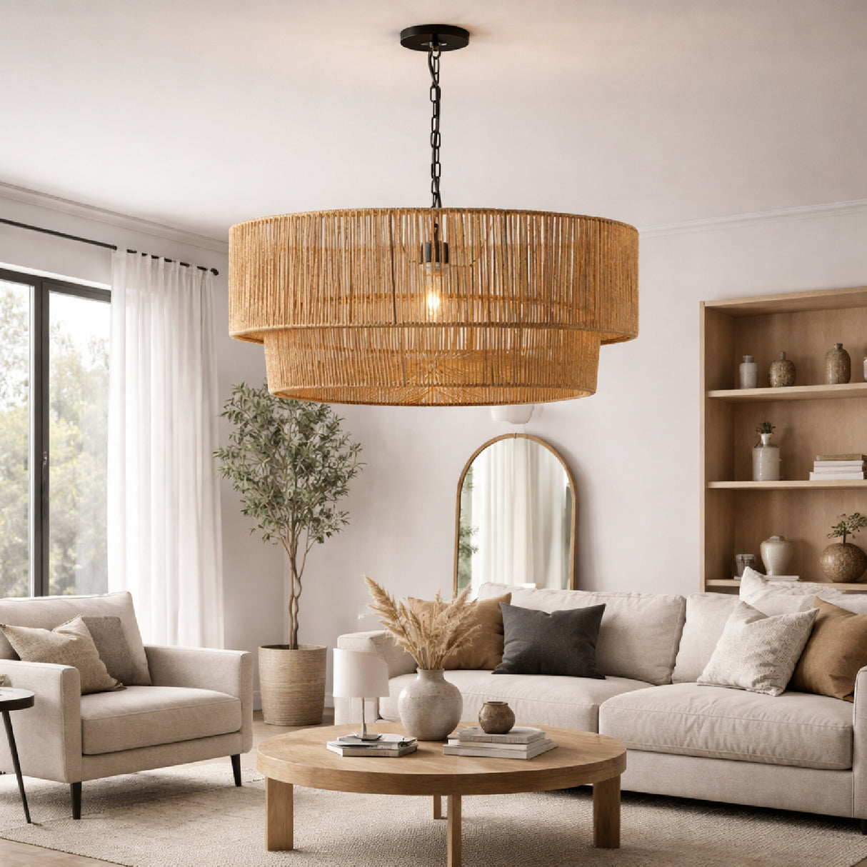   Modern European furniture - Paper Rope 2-Tier Pendant Lamp - www.oroa.com | Oroa.com